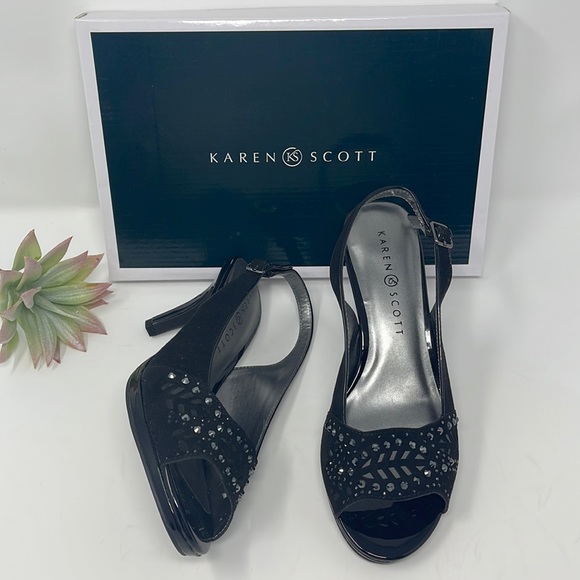 Karen Scott Shoes - Karen Scott Womens Brooke Faux Suede Slingback Pumps Size 7.5W
